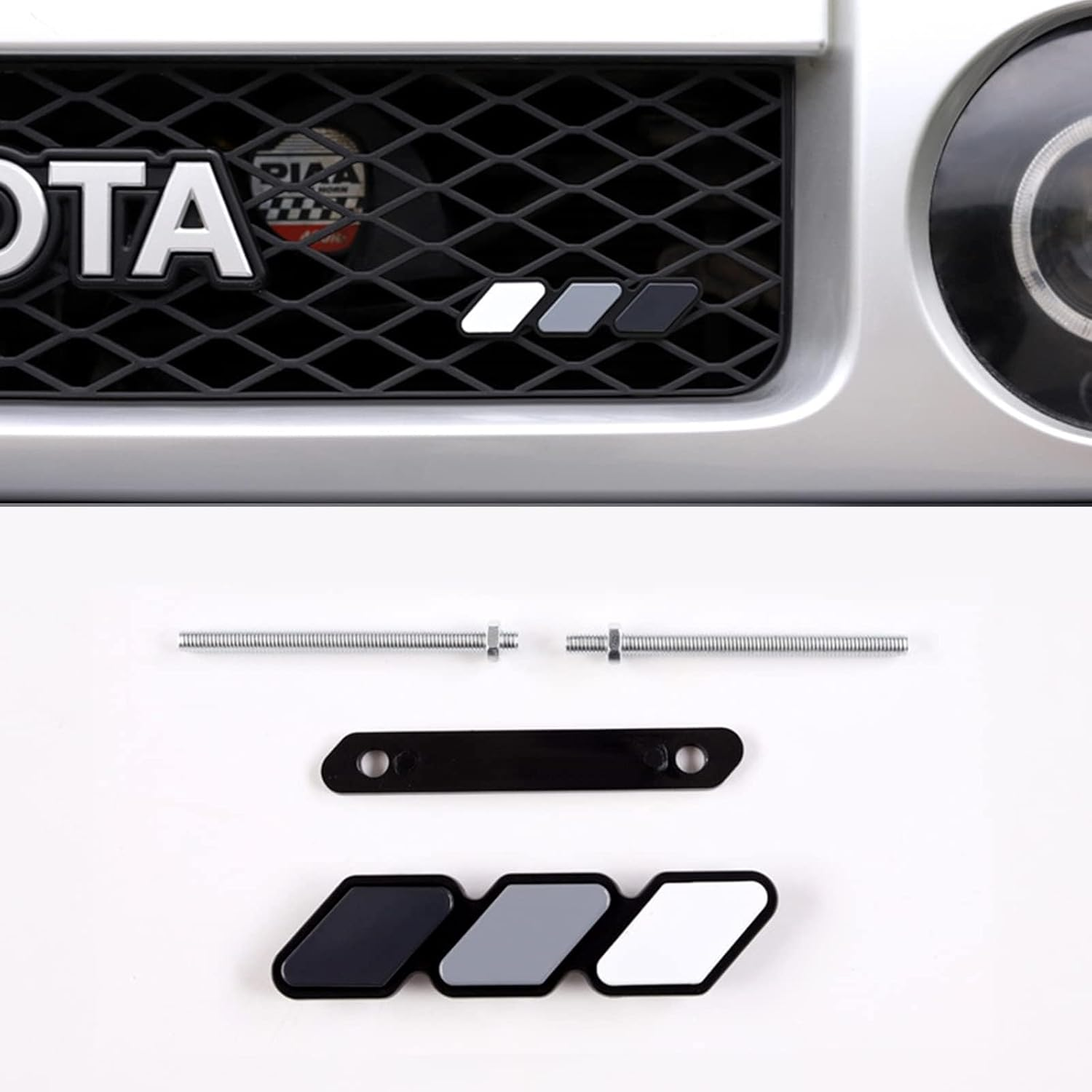 Pack-1 Tri-Color Grille Badge Emblem Decoration, Automobile Front Mesh Accessories, Compatible with Toyota 4Runner Tacoma Tundra image number 4