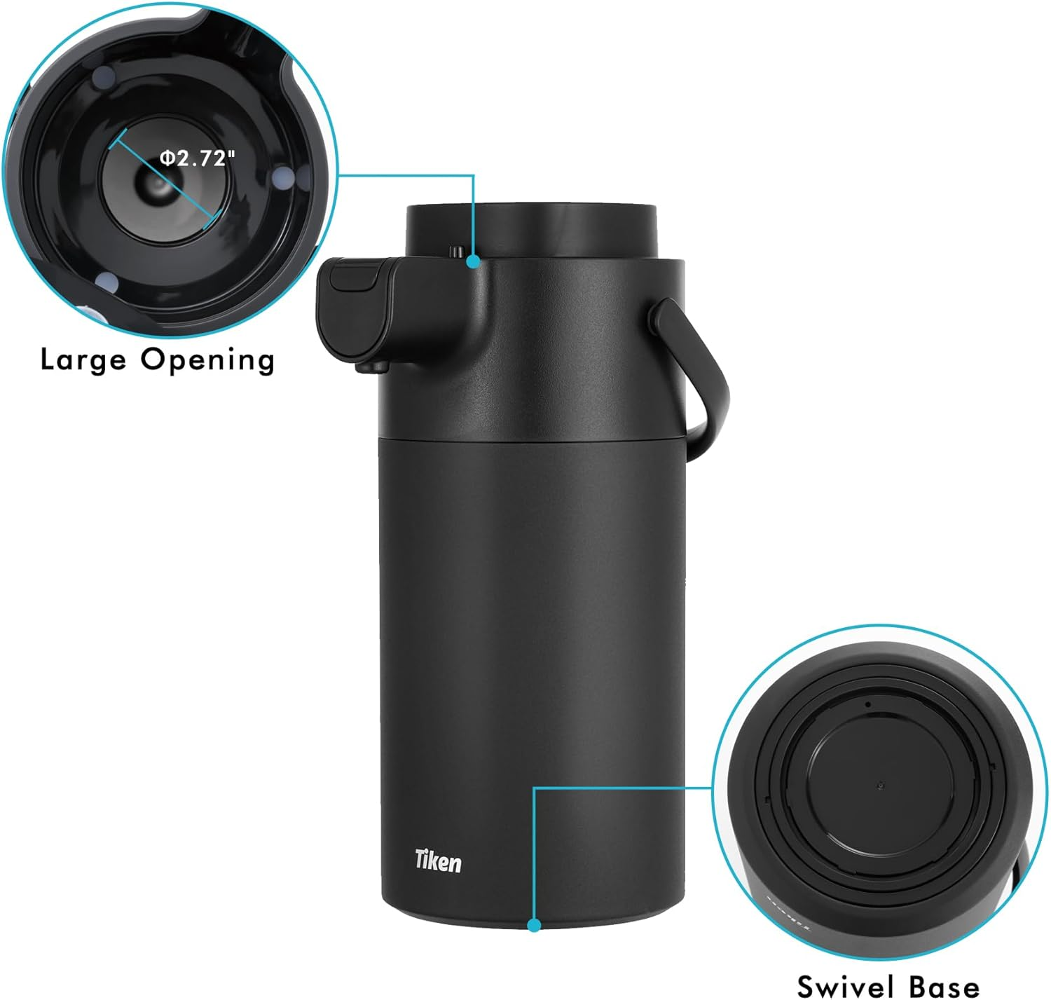 Tiken Airpot Coffee Dispenser with Pump - Coffee Carafes for Keeping Hot - Beverage Dispenser - 135Oz/4L Thermal Coffee Carafe for Hot Liquids - Stainless Steel Insulated Coffee Thermos Carafe image number 1