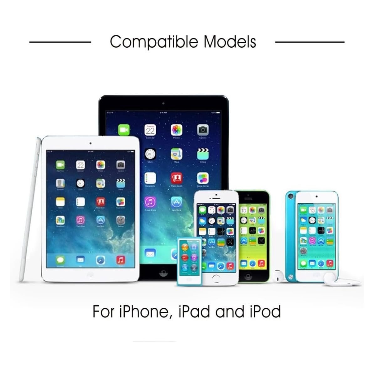 5 Pack 2M Long Data Transfer Charger Charging USB Cable Cord for Apple Iphone Ipad Ipod Bulk White TPE Plastic image number 2