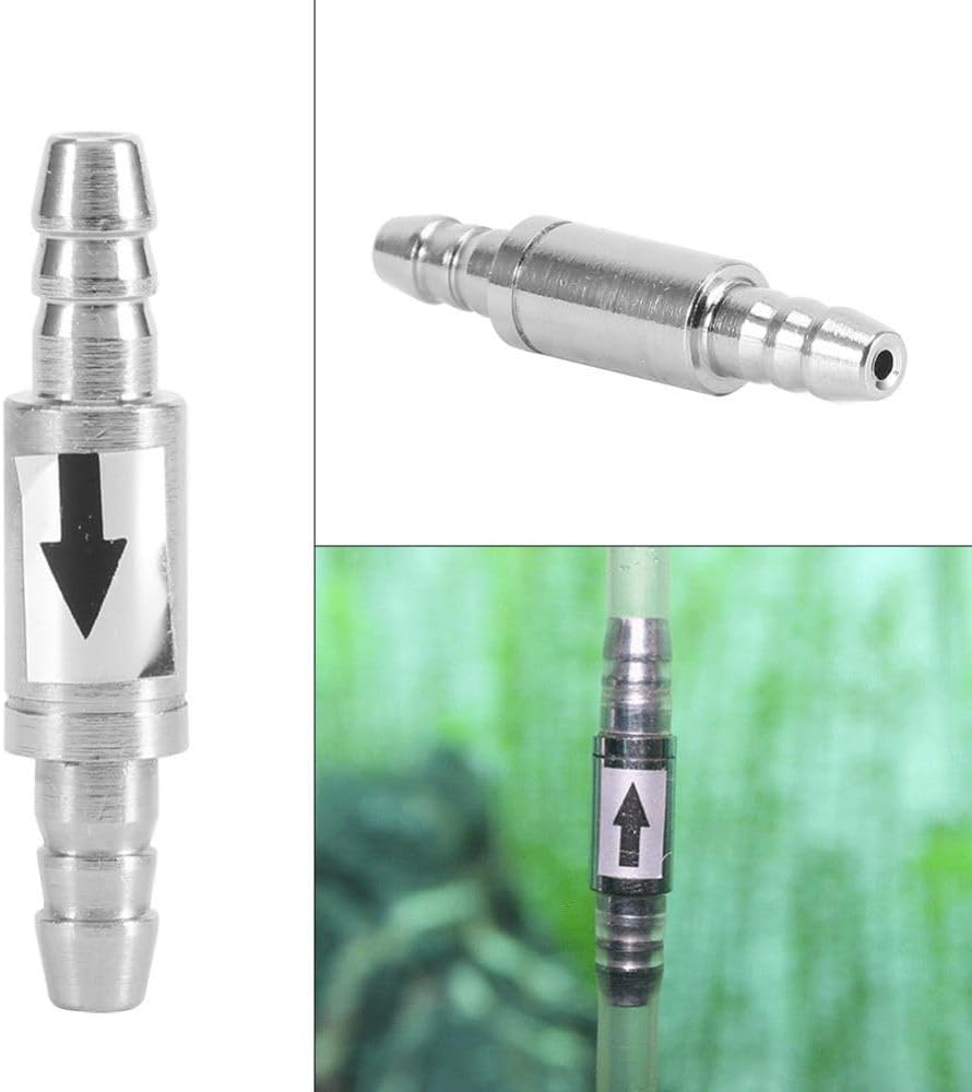 Tophomer CO2 Stainless Steel Check Valve, 4Mm Diameter One Way Non-Return Check Valve Anti-Backflow Maintenance Accessories for Aquarium System Fish Tank