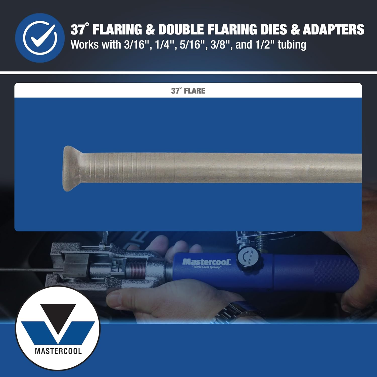 Mastercool 72480 Blue & Silver 37 Degree Flaring/Double Flaring Hydraulic Tool Kit image number 5