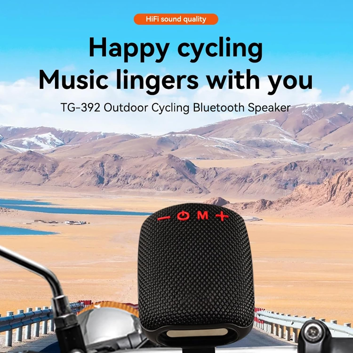 Bike Bluetooth Speaker, Dual Pairing Wireless Speaker, Portable Waterproof Shower Speaker with FM Radio Memory Card Support for Cycling Hiking (Black) - Black image number 2
