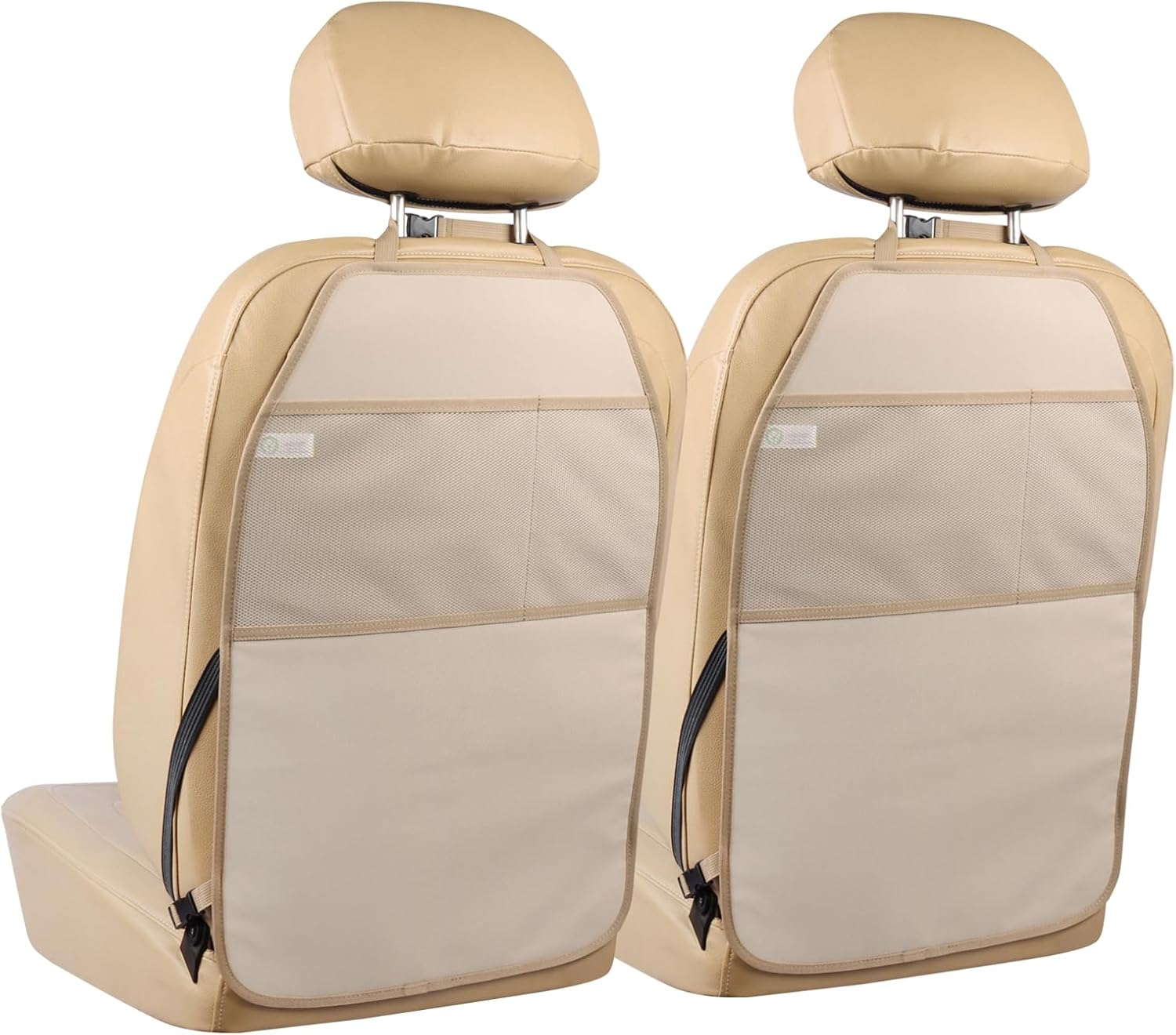 Car Kick Mats 2 Pack Extra Large Seat Protector Durable Water Resistant Auto Seat Back Covers with 2 Mesh Pockets Protection against Dust Mud Scratches (Black, 2-Pack)