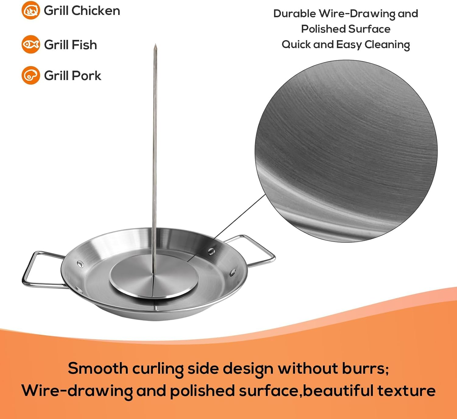 Lxjnfac Al Pastor Skewer for Grill：Stainless Steel Vertical Skewer, Brazilian Spit Stand with 3 Spikes,2 Brushes,Ideal for Tacos Al Pastor,Shawarma, Kebabs on Smoker, Oven,With Fat Separator Tray image number 5