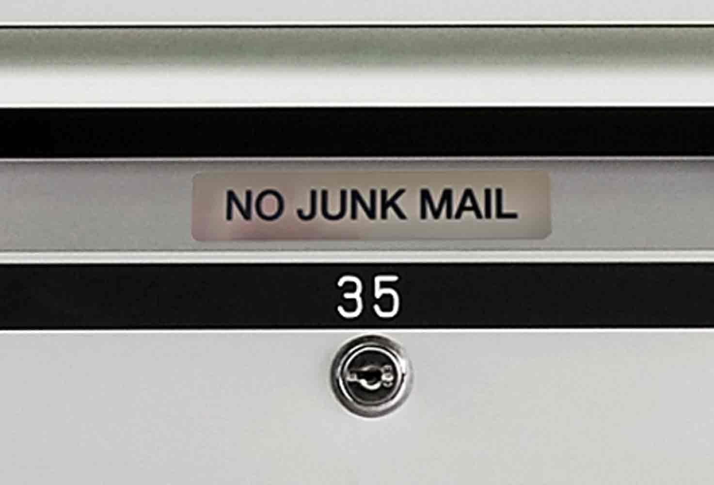 NO JUNK MAIL Sign Brushed Silver Gold Acrylic Plaque, 100 X 20Mm, Weatherproof Engraved Mailbox Sign, Self-Adhesive Backing, Outdoor Letterbox Label No Rusting Easy to Maintenance image number 5