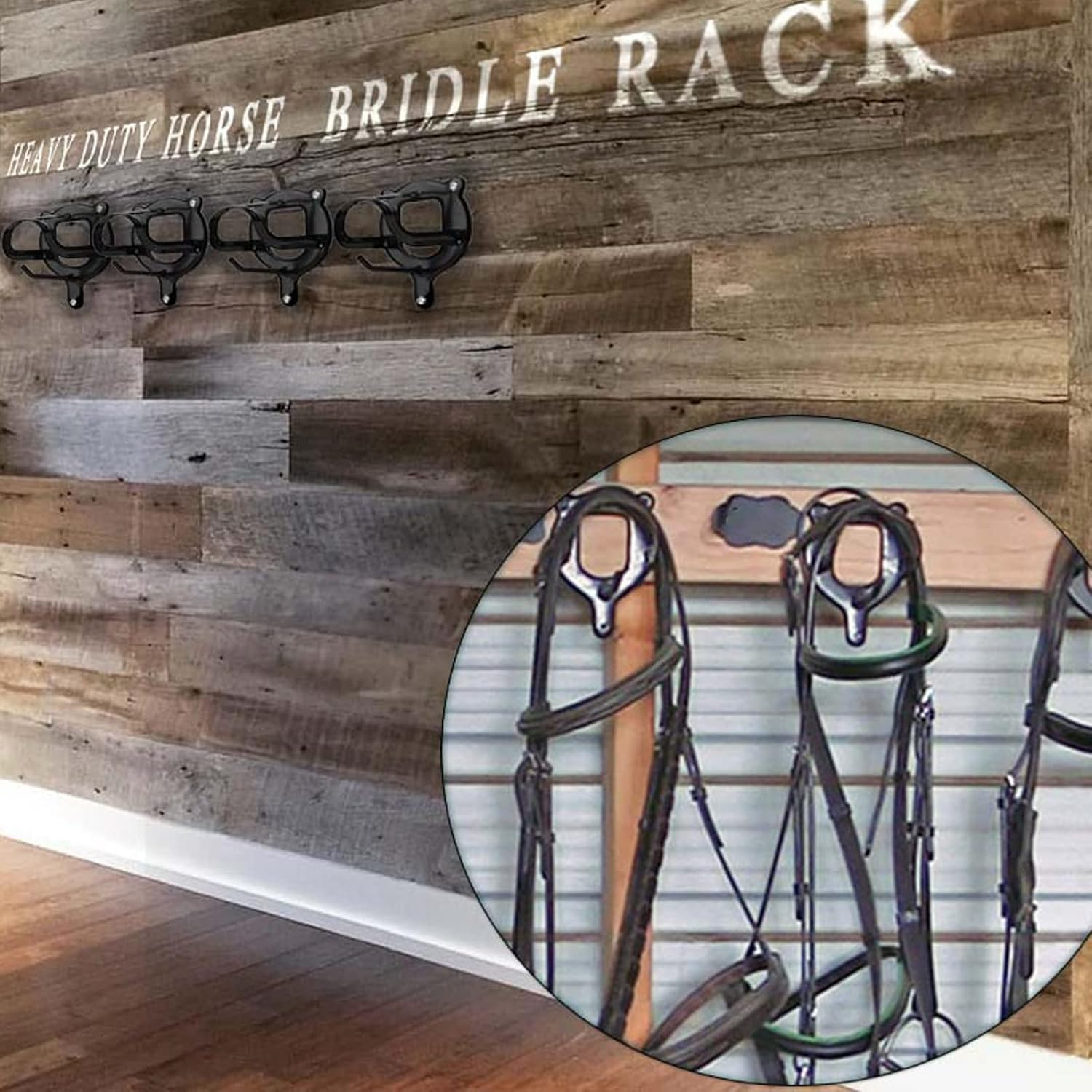 6 Counts Horse Bridle Rack Bracket Hooks Metal Halter Hanger with Tubes and Screws for Horse Barn Supplies, Black image number 5