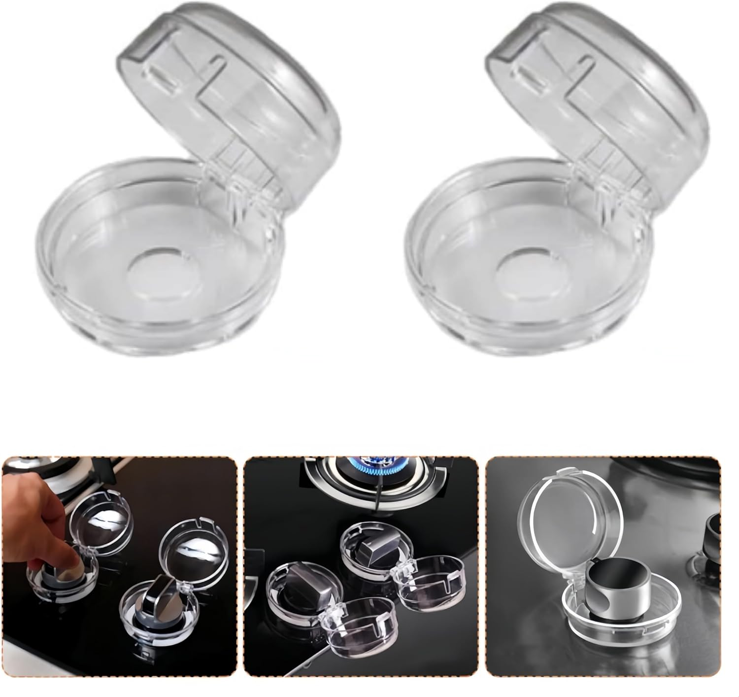 8 Pcs Gas Stove Knob Covers for Child Safety, Clear Childproof Oven Lock Stove Knob Covers for Stove, Oven, Gas Cooktop image number 1