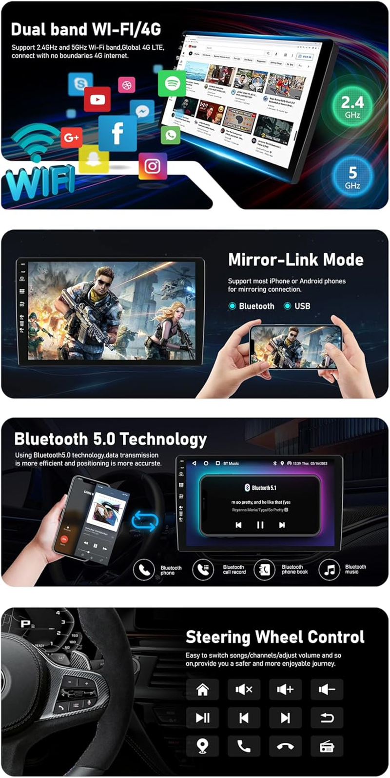 Android 14 IPS Car Stereo for Mitsubishi Triton Pajero Sport MC 2015-2019 - 2G+32G - Wireless Carplay/Android Auto - Rear Camera Free - 9 Inch 2 Din - DAB Steering Wheel Fast-Boot Bluetooth image number 1