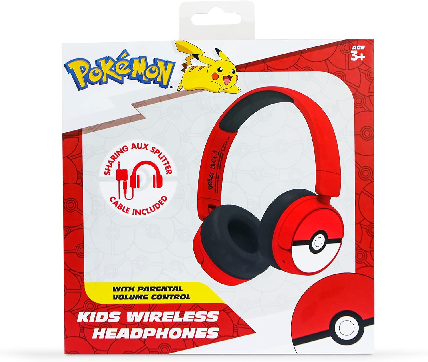 OTL Technologies PK1000 Pokemon Poke Ball Kids Wireless Headphones - Red image number 5