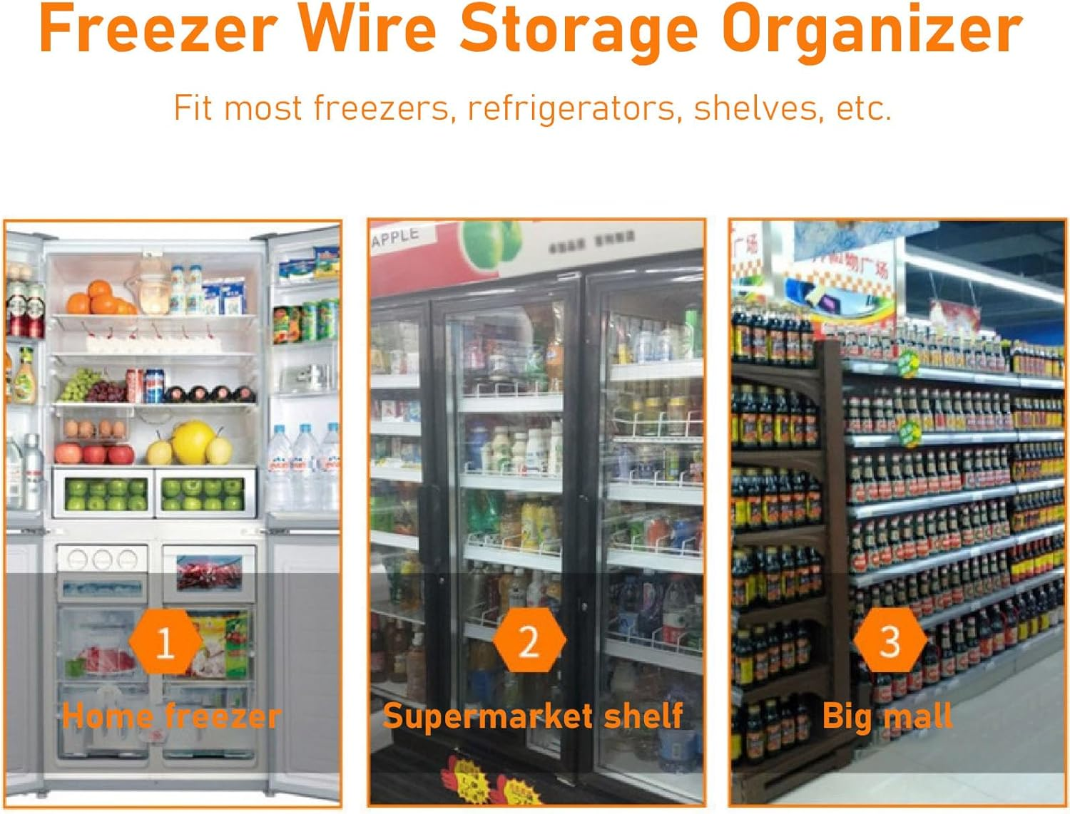 Freezer Wire Storage Basket, Freezer Basket Accessories for Pantry Storage, Organizing Easy to Access and Wash for Freezers Refrigerators Shelve (L 45Cm X W 24.5Cm X H 20Cm) image number 1