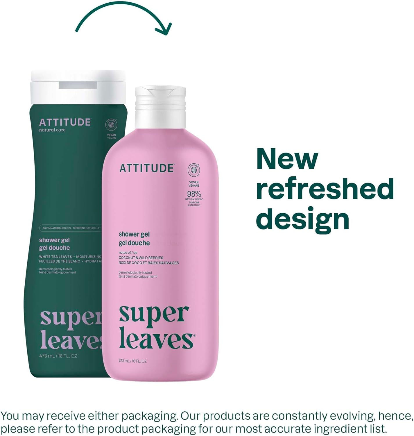 ATTITUDE Natural Soothing Body Wash: EWG Verified, Hypoallergenic & Dermatologist Tested - Super Leaves Collection (16 Oz) image number 2