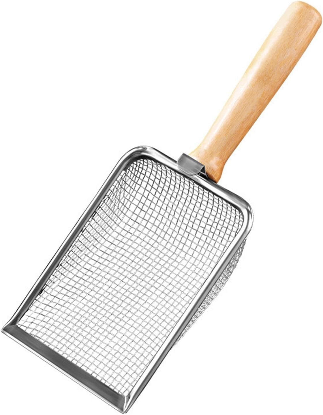 Practical Beach Deep Shovel Home Reptile Dog Stainless Steel Cat Litter Scoop Durable Wooden Handle image number 3