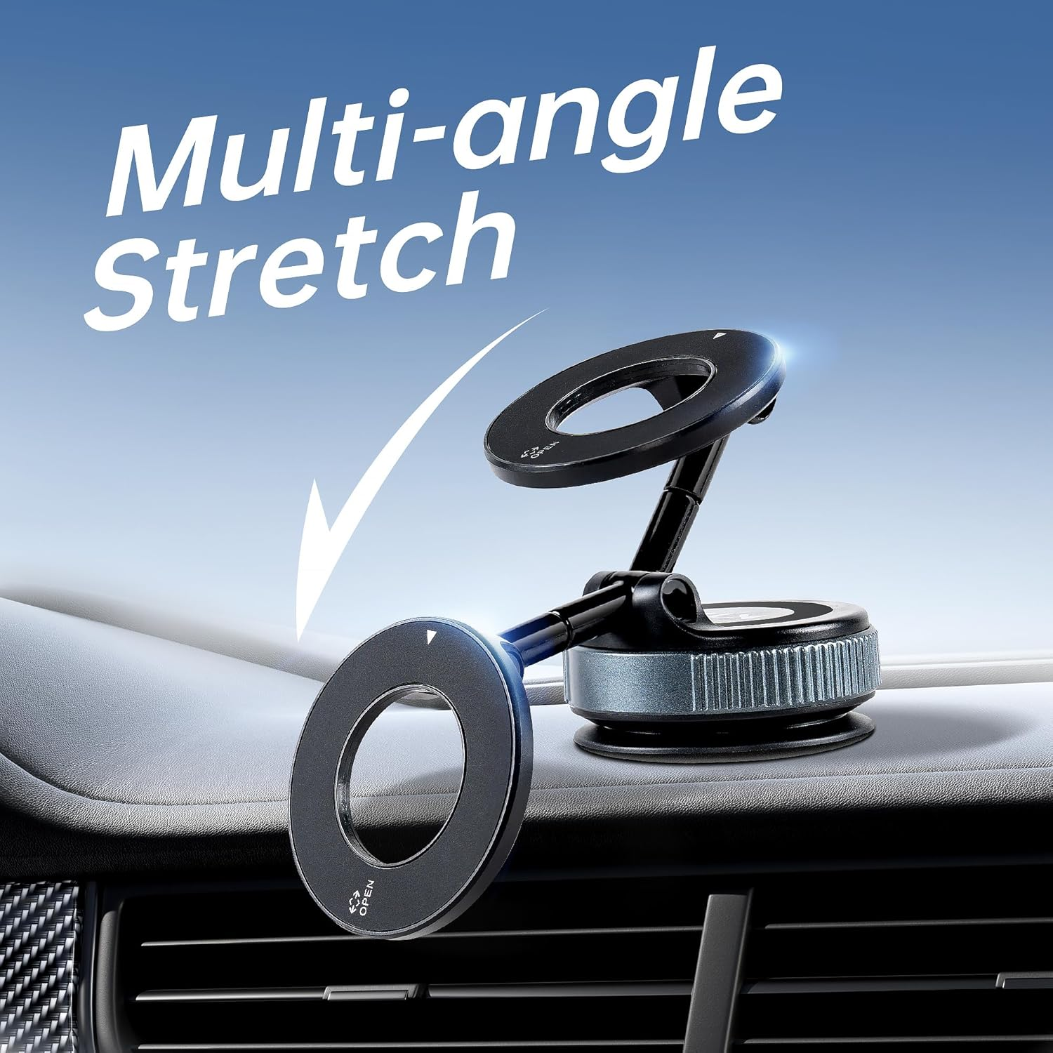 KTX Magnetic Car Mount Holder with Adjustable Ring Base, 360&deg; Rotation Dashboard Phone Stand Compatible with Magsafe &ndash; Strong Magnet, Secure Lock Design, Easy One-Hand Use image number 3