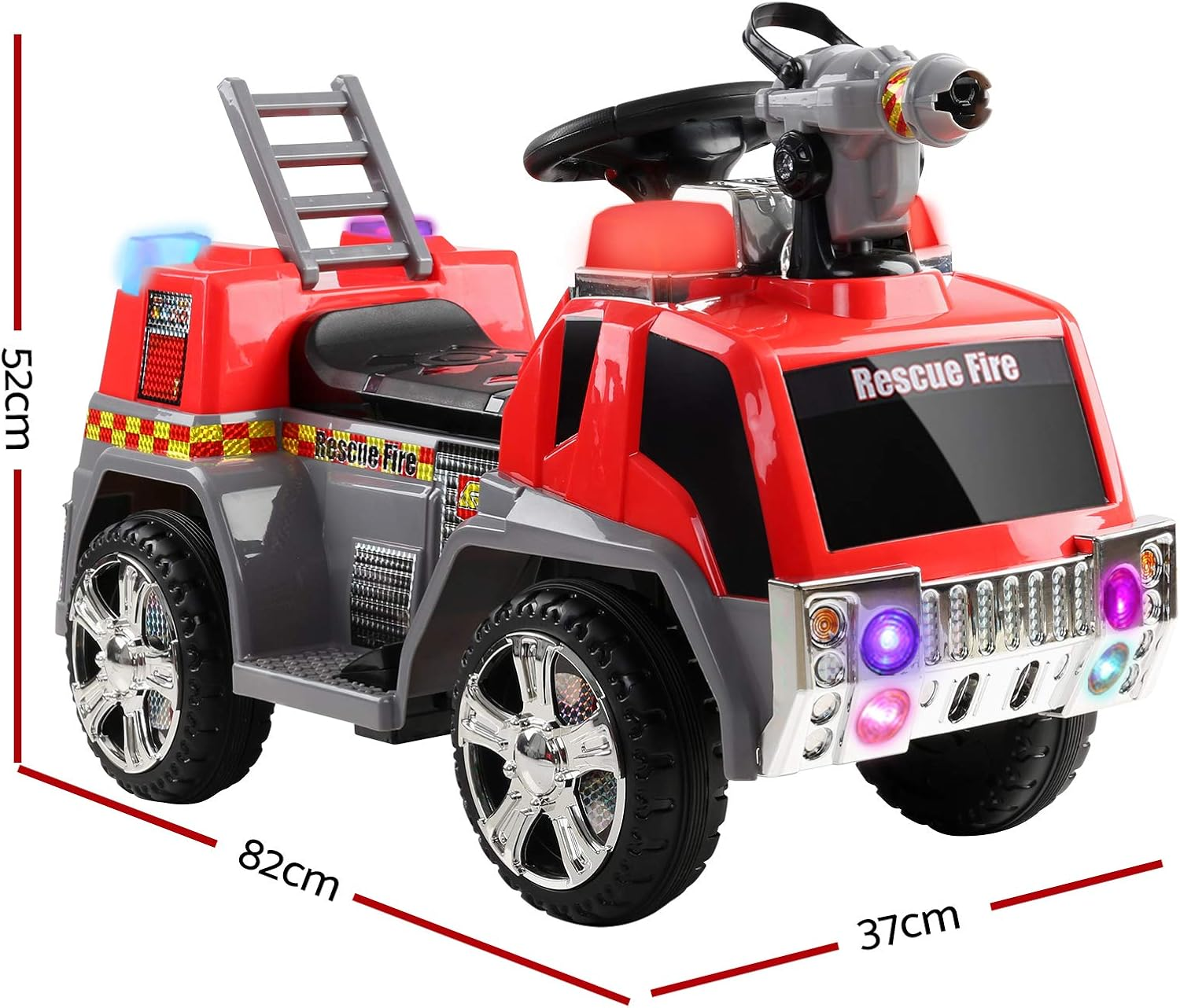 Rigo Kids Ride on Car Firetruck, Bubble Guns Flashing Lights with Music 6V Battery 20Kg Capacity Electric Cars for Toddlers Baby Walkers Little Tikes Rides Kid Toy Red image number 3