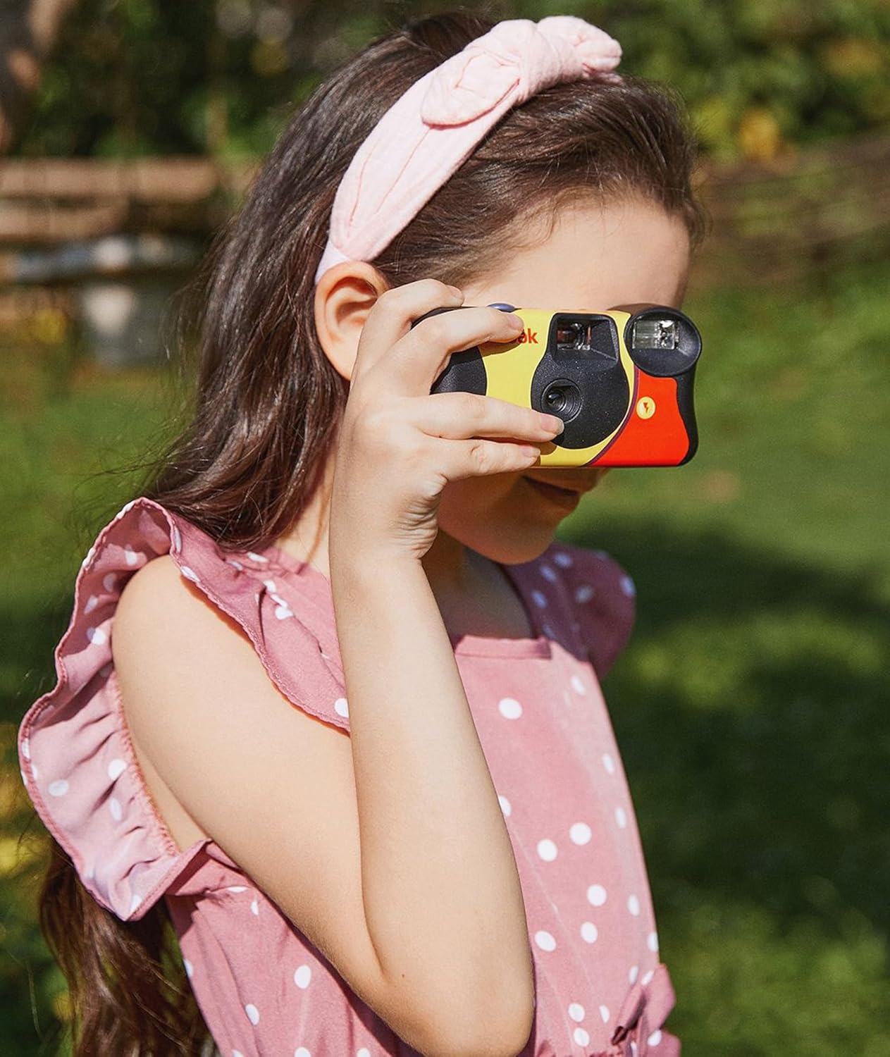 Focamia Pink V Neck Ruffle Short-Sleeve Splicing Butterfly and Floral Print Dress for Mom and Me image number 2