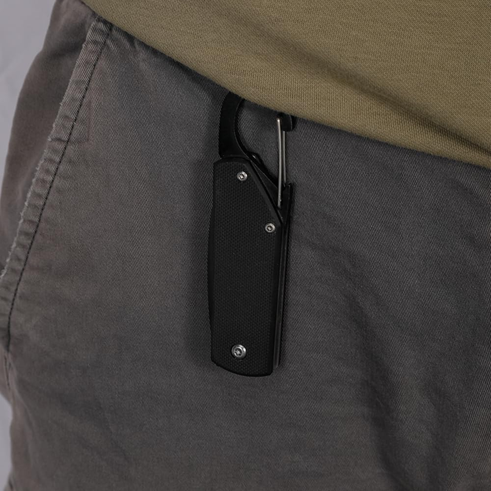 EDC Pocket Knife G10 Handle 5.7Cm Blade Mini Folding Knife, Sharp Camping Hiking Knife with with Carabiner, Unique Tool for Daily Use and Outdoor - Ak034 image number 3