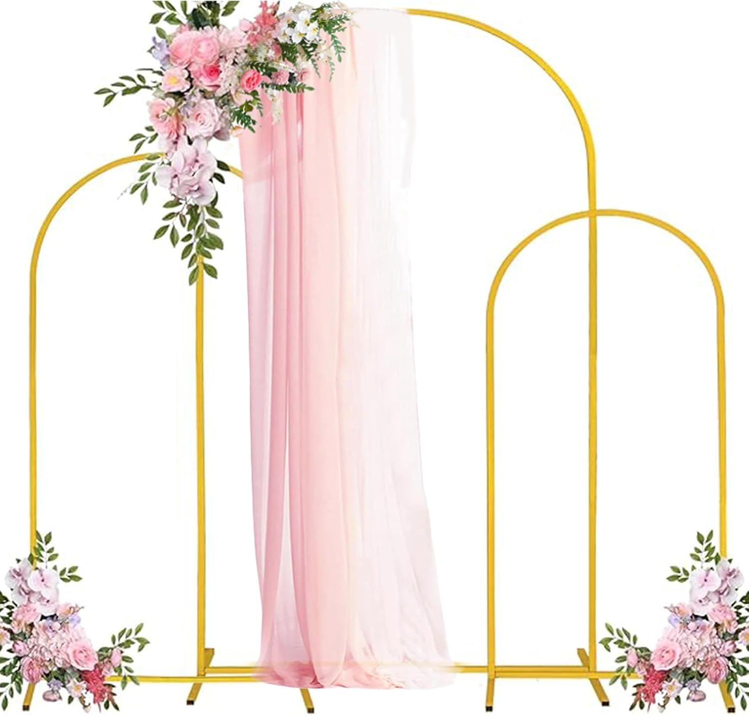 Metal Arch Backdrop Stand 7.2FT, 6.6FT, 6FT Set of 3 Gold Wedding Arch Stand with Stable Base,Balloon Backdrop Stand for Wedding Ceremony Birthday Party Bridal Baby Shower Banquet Decoration. image number 4