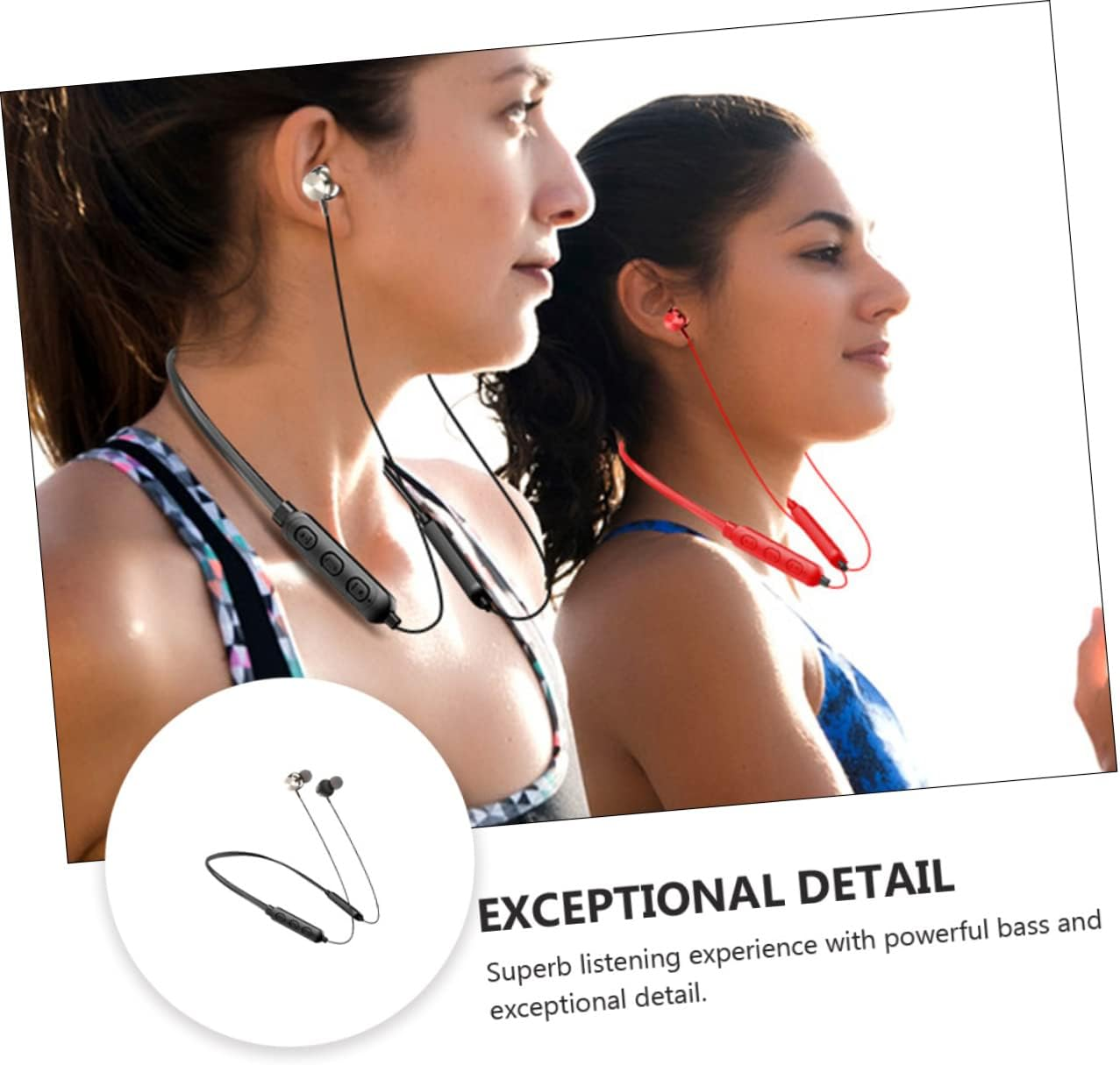 SHINEOFI 5.0 Neck Hanging Wireless Headset Waterproof In-Ear Sports Earbuds Magnetic Stereo Earphones for Active Lifestyle Black image number 2