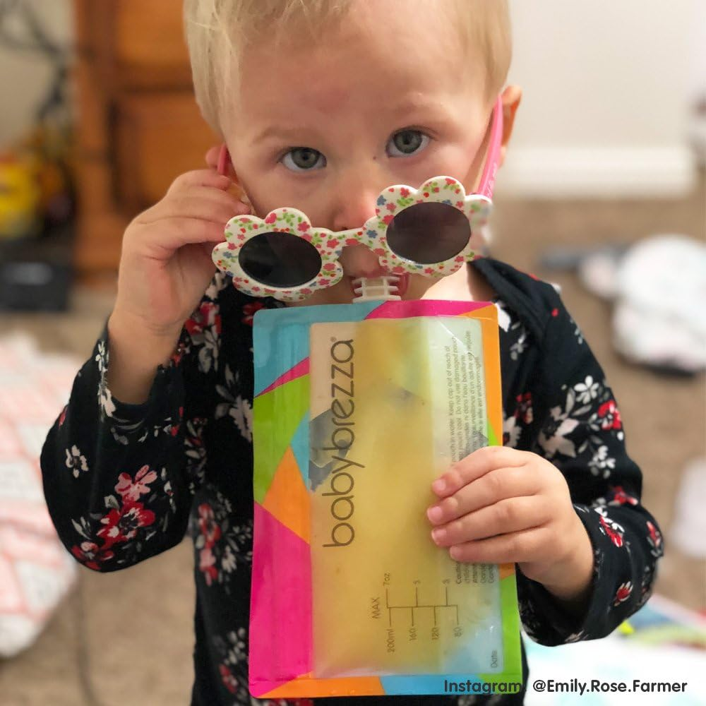 Baby Brezza Reusable Baby Food Storage Pouches, 10 Pack 7Oz - Make Organic Food Puree for Kids or Toddlers and Store in Refillable Squeeze Pouches, Bulk Set Is Freezer Safe & Washable image number 4