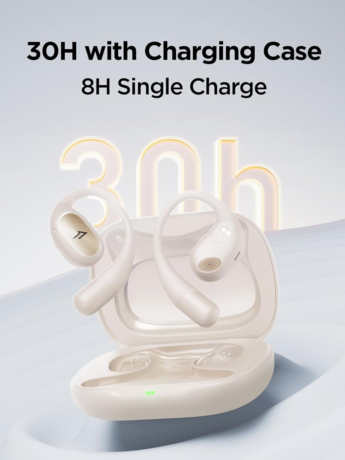 1MORE S31 Open Ear Earbuds, Bluetooth 5.3 Headphones, Sports Earbuds Split Design with Ear Hooks, Wireless Earbuds with 4 Microphones for Clear Calls, 8.2G Lightweight Earphones, IPX5, EQ, 30H (White)