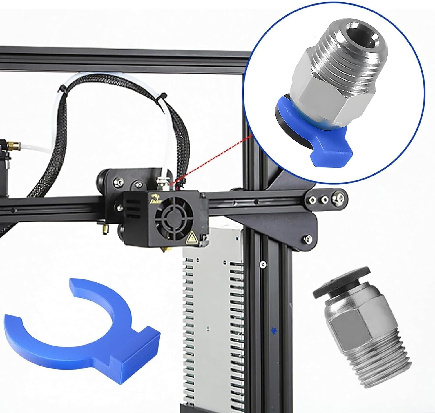 PC4-M10 Male Straight Pneumatic for E3D-V6 Long-Distance Bowden Extruder 3D Printer with Circlip (10PCS in Total) image number 4