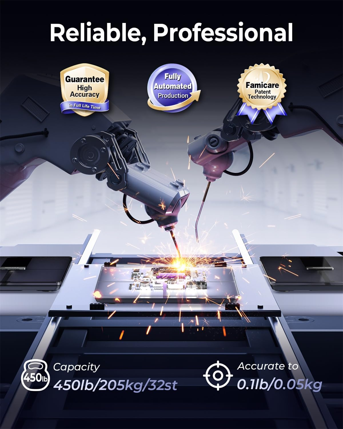 Ovutek Professional Smart Scale for Body Weight, BMI, Body Fat, Muscle Mass, Highly Accurate Body Composition Weighing Machine, Bathroom Digital Scale Large Display Sync with Fitness App, 450Lb image number 1