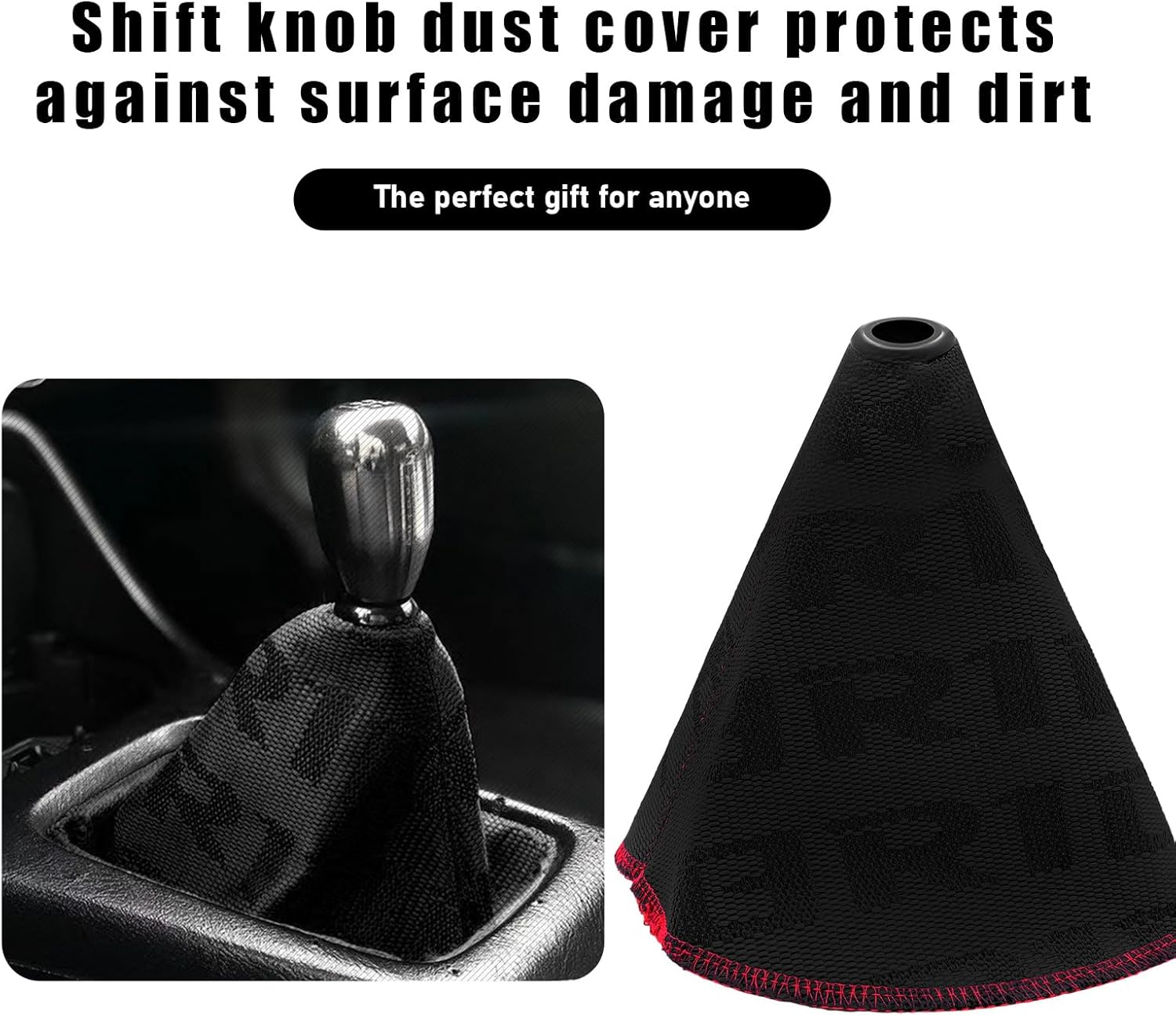 Car Shift Knob Dust Cover, Shift Boot Cover, Hyper Fabric Manual/Automatic Shifter Shift Boot Cover, Gear Shift Knob Cover for Protection & Decor(Black) image number 3