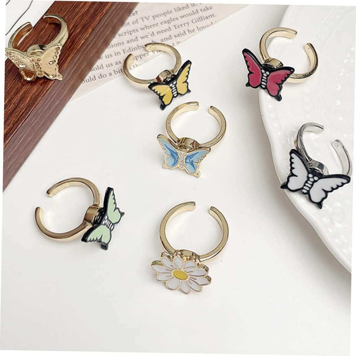 JOINPAYA Rotatable Fidget Ring for Kids - Anxiety Relief Ring for Girls and Women - Adjustable Daisy Design - Lightweight Alloy Jewelry for Decoration image number 4