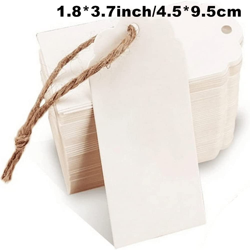 200PCS Blank Kraft Gift Tags with Twine String for Packing and Art Craft (1.8X3.7Inch/4.5X9.5Cm) image number 2