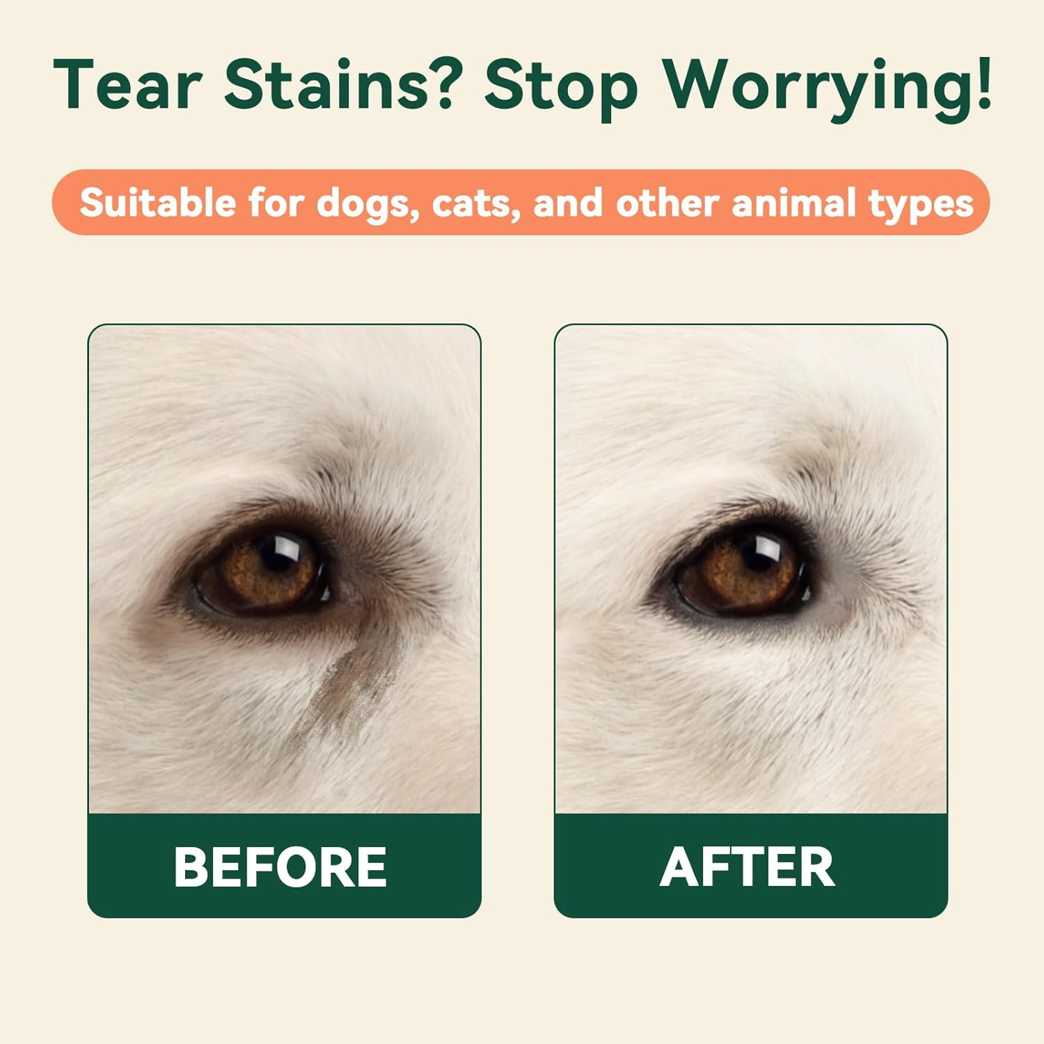 Ozbreeze Pet Eye Wipes &ndash; 100 Count Unscented Tear Stain Remover | Natural Coconut Oil, Kakadu Plum, Cranberry, Provitamin B5 Formula | Gentle Eye Cleaning Pads for Discharge, Mucus & Saliva Stains