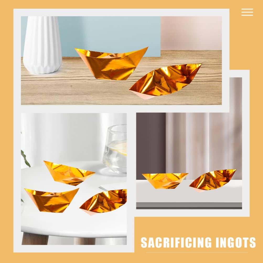 Operitacx 200Pcs Semi-Finished Chinese Ingot Paper for Ancestor Worship Sacrificing Ingots for Tomb-Sweeping Day Traditional Supplies for Qingming and Ghost Festival image number 3