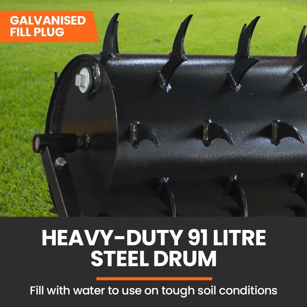 Plantcraft Tow behind Lawn Roller Spike Aerator 36" Wide, Universal Hitch for Ride on Mower, Garden Tractor image number 3