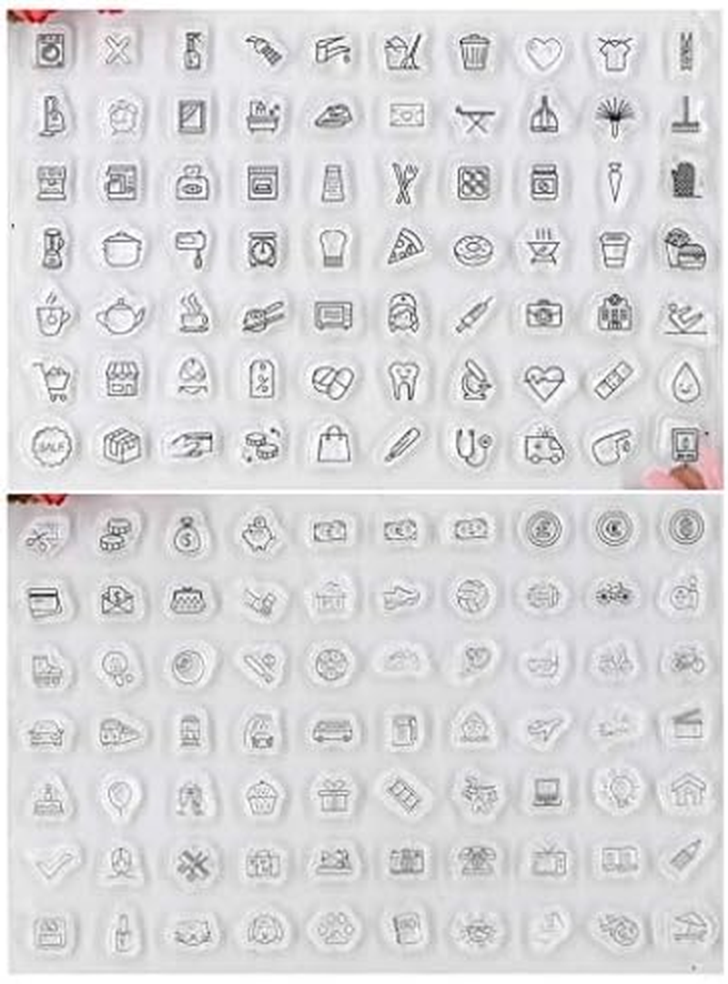 Kwan Crafts 2 Sheets Different Style Daily Life Pattern Clear Stamps for Card Making Decoration and DIY Scrapbooking image number 2