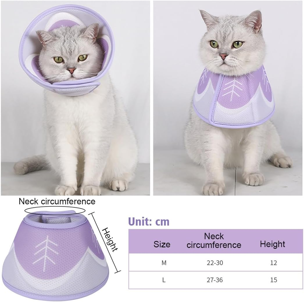 Cat Cone Collar Soft to Stop Licking and Scratching Adjustable Elizabethan Collars Pet Recovery Collar for Kitten Prevent from Licking Wounds (Purple, L) image number 2