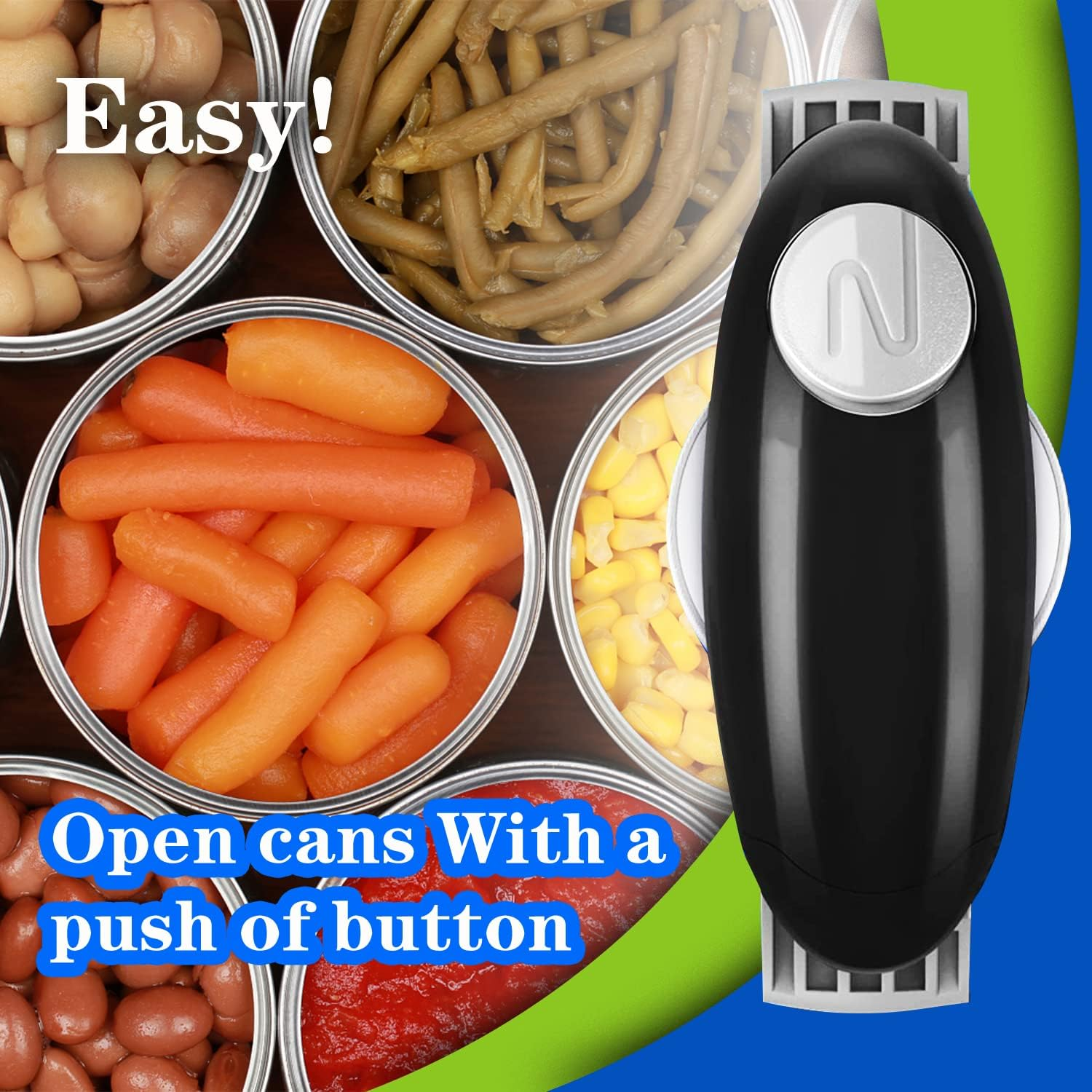 Chulovs Electric Can Opener, Kitchen Helper Heavy Duty Automatic Can Opener for New Sealed Jars, Hands Free Can Opener with Less Effort to Open (Black) - White image number 4