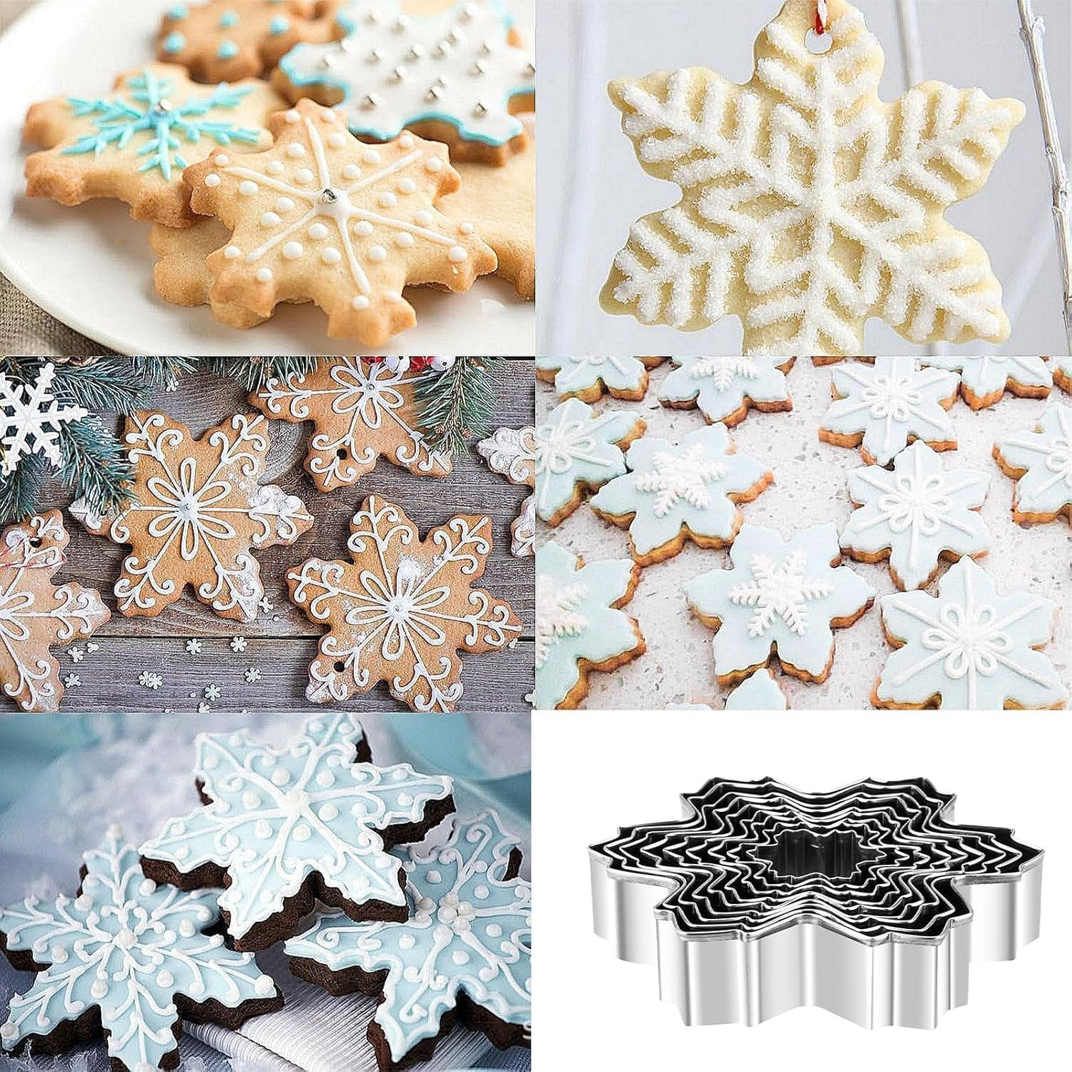 Christmas Cookie Set, Stainless Steel Cutter Fondant, Baking Molds Cookie Cutter, 9X Holiday Cookie Baking Tools, Snowflake Cookie Shaper, Stainless Steel Cookie for H image number 5