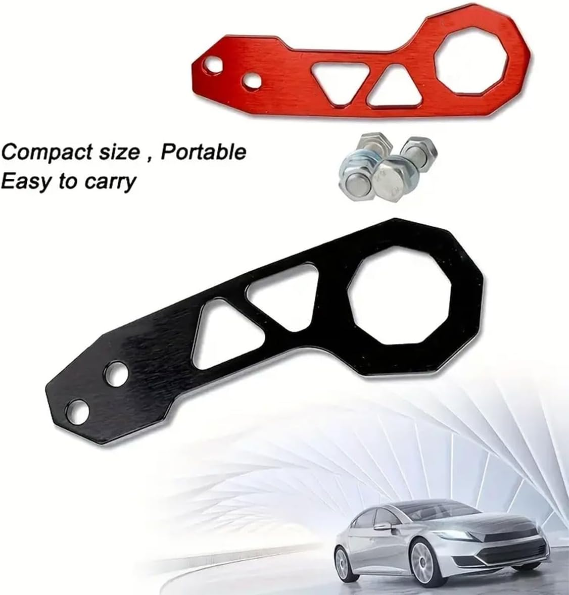 AIMALL Universal Rear Tow Hook Heavy Duty Alloy Car Bumper Towing Ring with Mounting Kit, Anodised Red or Black Colour for Vehicle Trailer Recovery or Styling Upgrade - Red image number 3