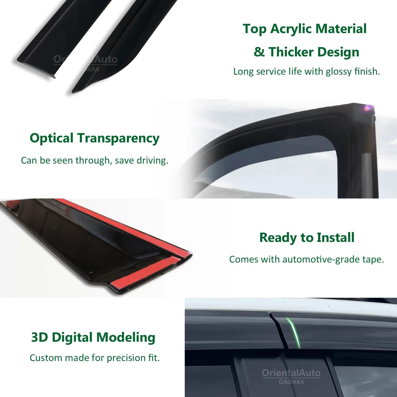 OAD4X4 Weathershields Compatible with Isuzu MU-X MUX 2021-Onwards, Injection Weather Shields Window Visors Wind Deflectors Sun Rain Guard 4PCS Set