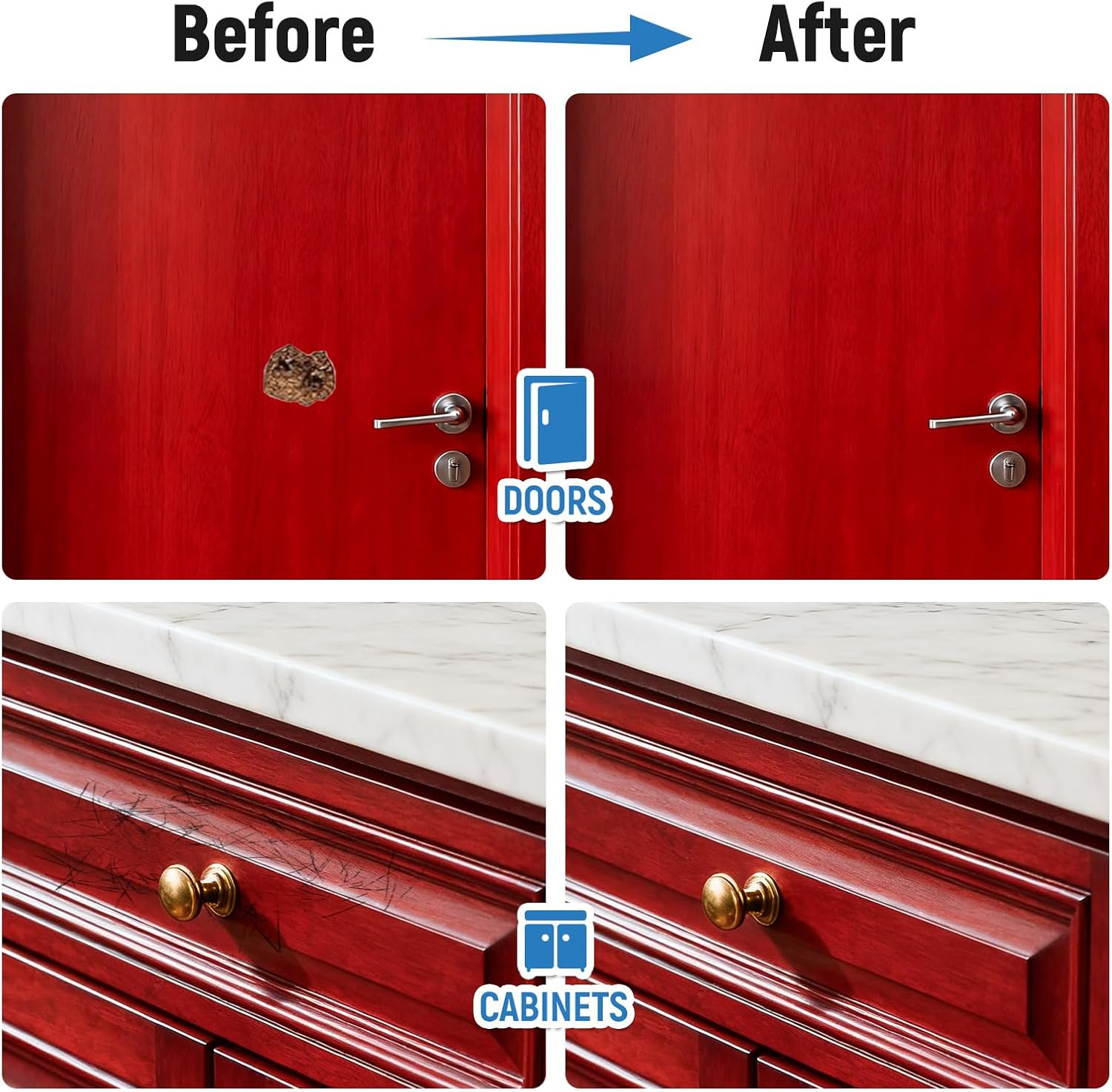 Red Paint Multi Surface Apple Red Touch up Paint Repair for Wall,Door,Cabinets,Wood,Furniture, Appliance,Tile,Porcelain,Touch up Paint Pen for Refrigerators,Washers,Dishwashers,Microwave,Oven image number 1