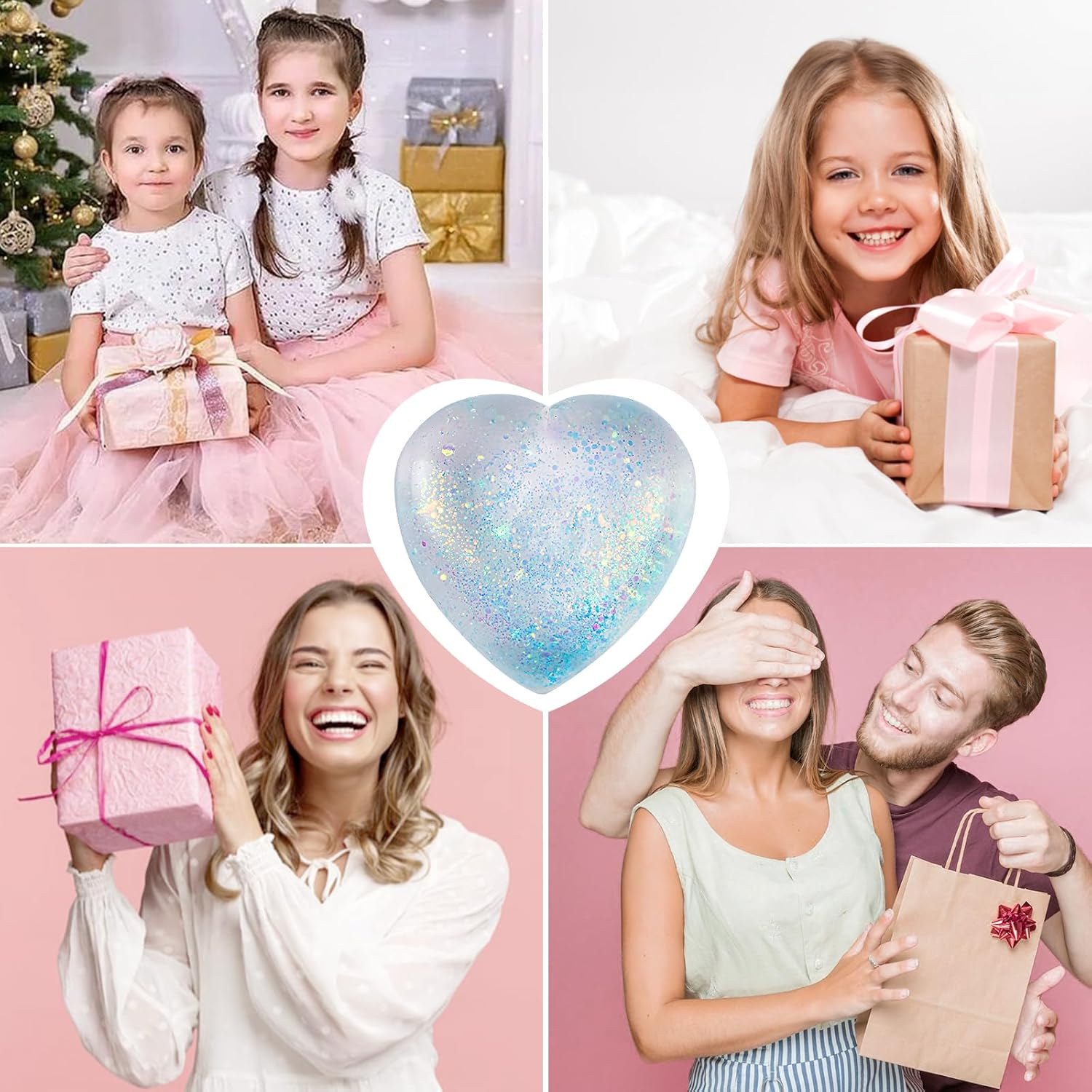 Heart Shape Stress Balls for Adult and Kids (Blue), Sugar Ball, Sensory Squishy Toys, Sugar Ball Fidget Toys, Love Shape Squishy Ball Squeeze Toy for Stress Relieve, Heart Stress Toys for Party Favors