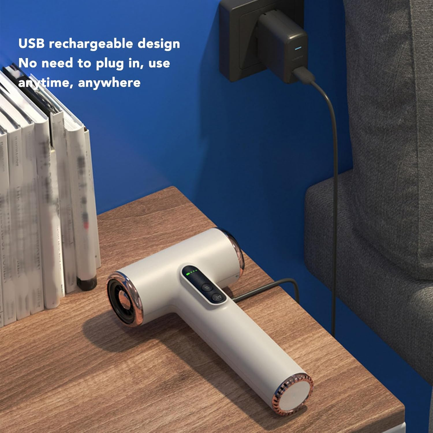 Cordless Hair Dryer, USB Rechargeable Portable Hair Dryer with 3 Adjustable Gears, Digital Display Screen, Haircare Nozzle, for Home School image number 5