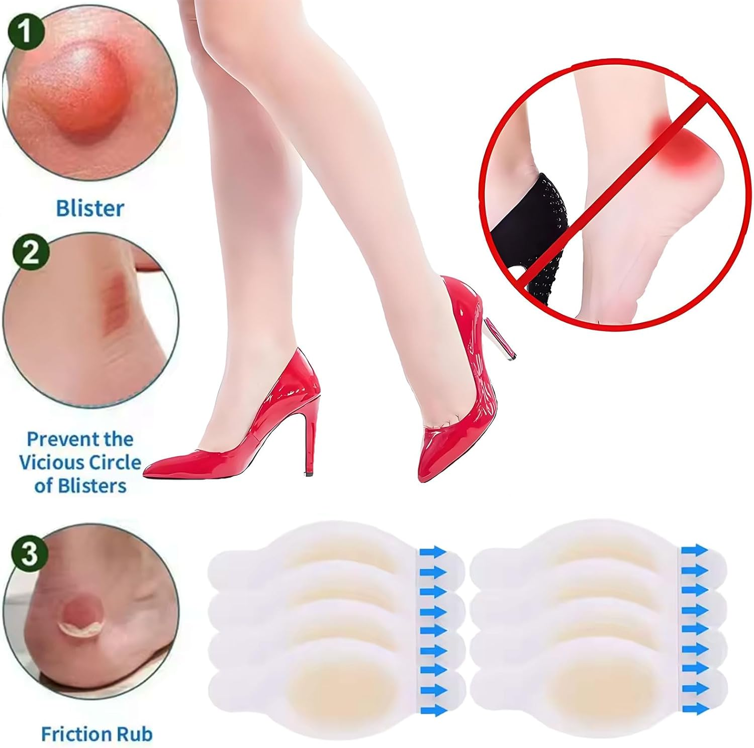 40 Pcs Blister Bandages for Feet, Invisible Hydrocolloid Bandages Hydrocolloid Patch,Blister Cushions, Waterproof Bandages for Foot, Toe, and Heel Prevention and Recovery image number 6