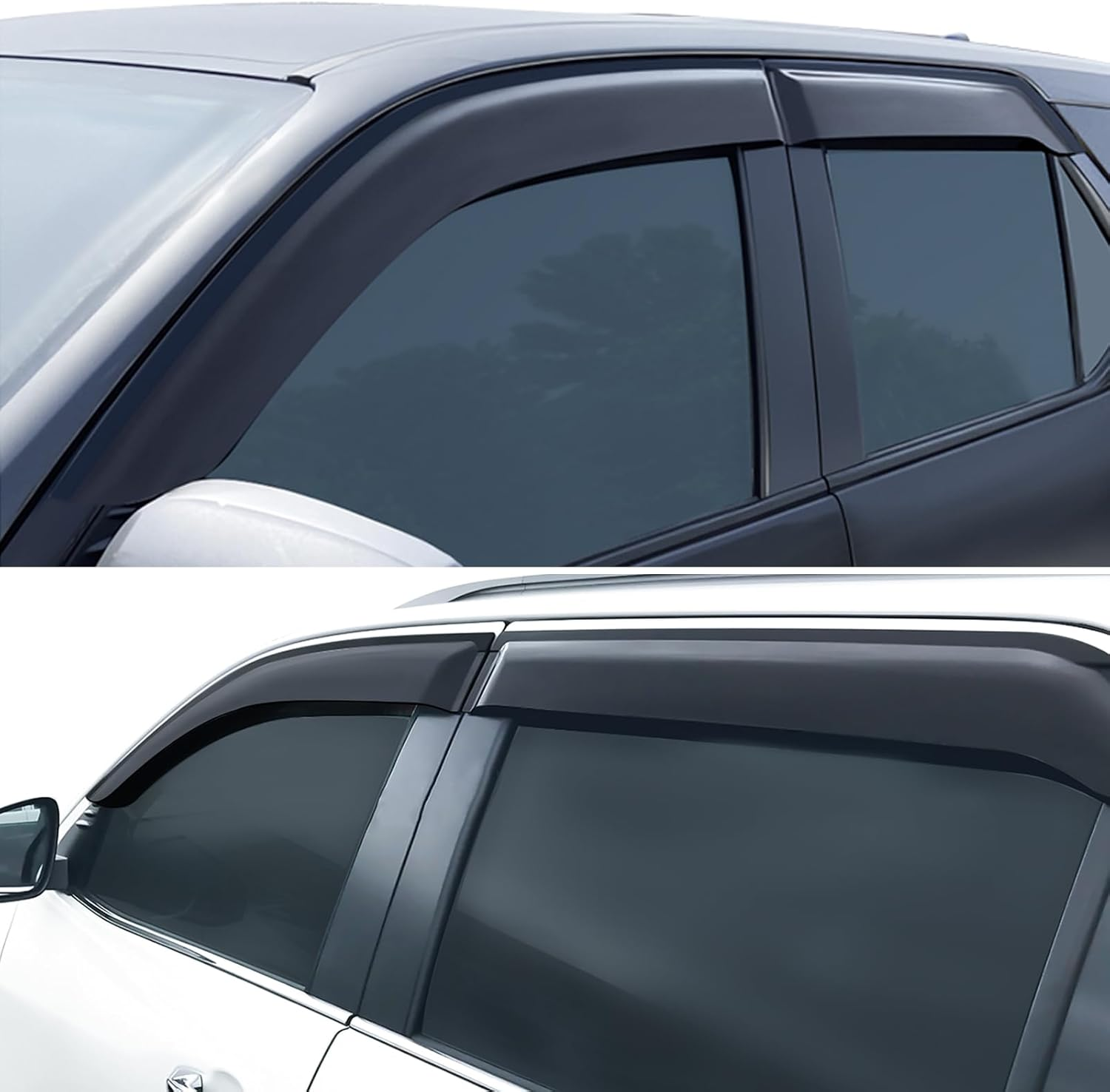 SUERAUTO4X4 Weather Shields for Toyota Fortuner 2015-2025 GX GXL Crusade Accessories, Car Weathershields Wind Deflectors Window Visor Sun Rain Guards Injection Tinted Black, 4Pcs/Set image number 3