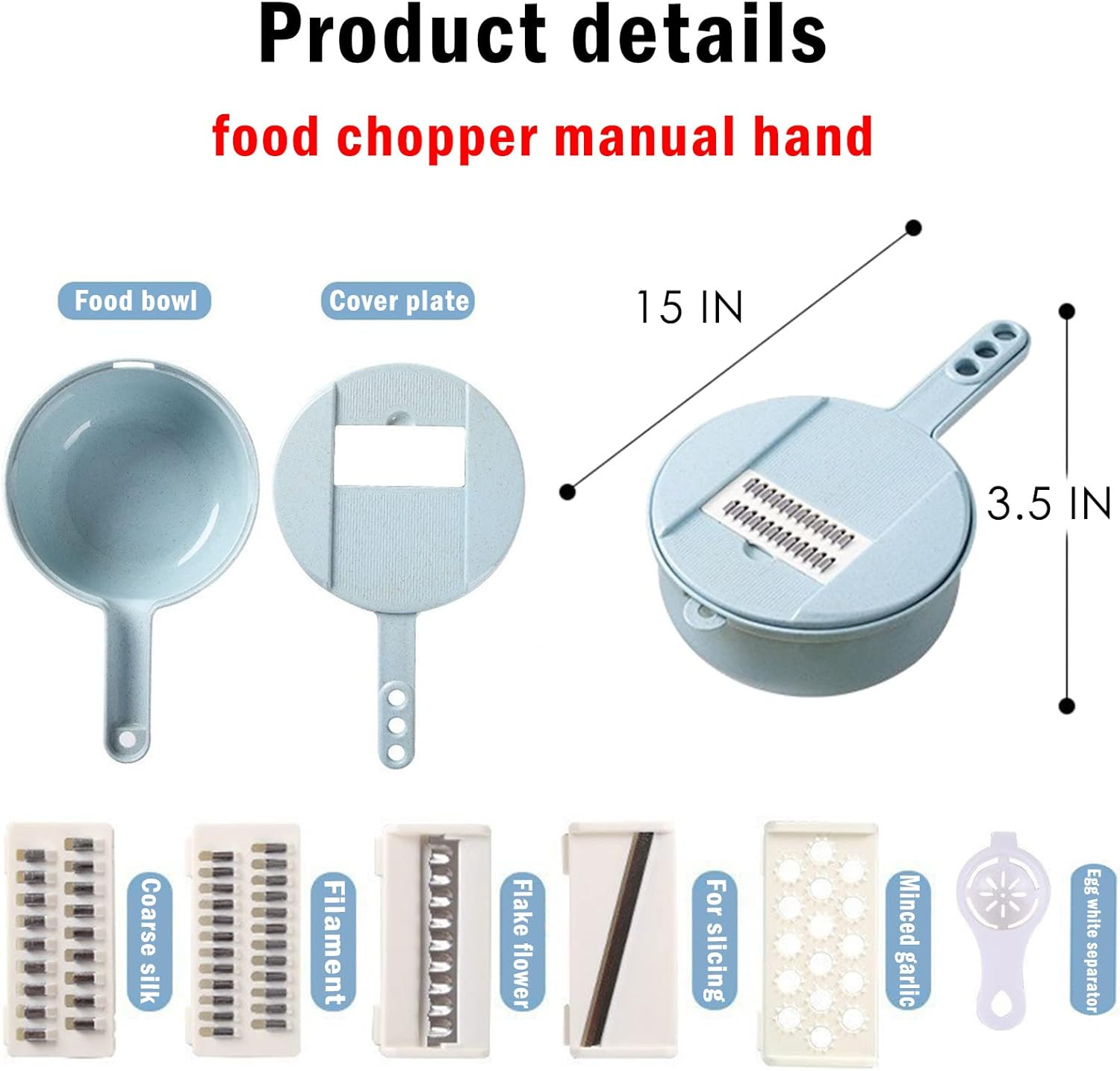 Vegetable Cutter Onion Vegetable Potato Cheese Food Mandolin Hand Cutter Dicer Cutter with Container 5 Blades Adjustable Blue