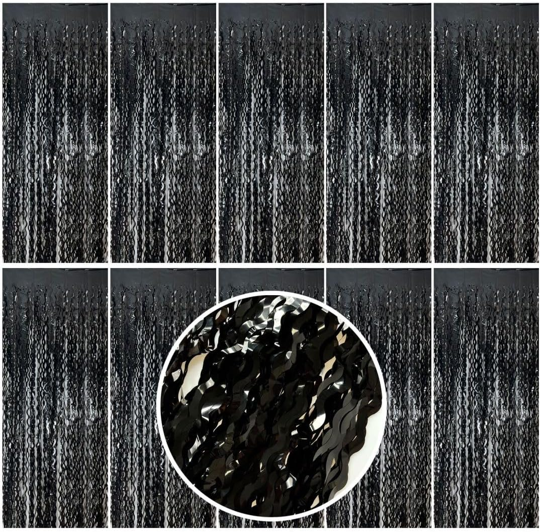 Backdrop for Party Decorations, Wave Foil Fringe Curtain Tinsel Photo Backdrop Blue Tinsel Curtain Party Backdrop Streamers for Birthday Wedding Bachelorette Christmas Celebration Party Decorations