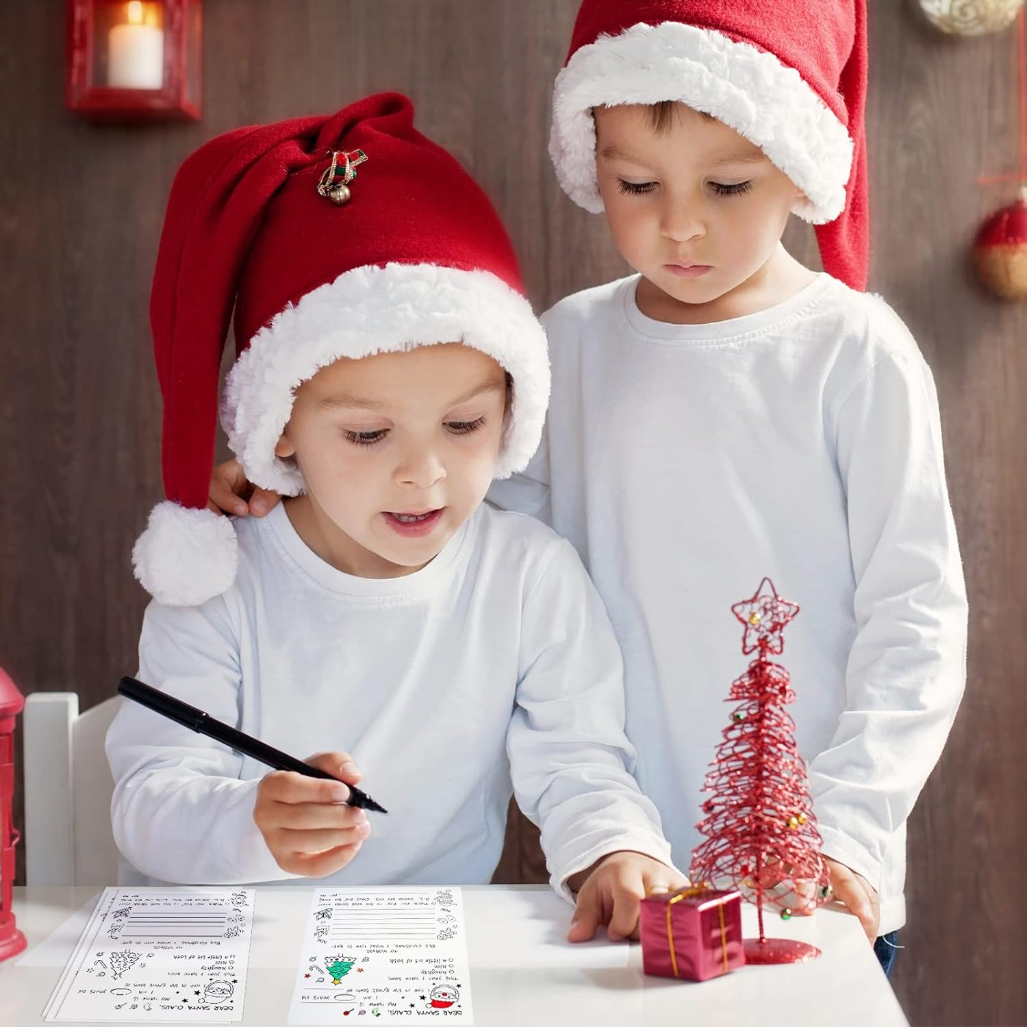 Spiareal Christmas Stationery Paper Color Your Own Letter to Santa 8.5 X 11 Inch Christmas Tree Gingerbread Coloring Writing Paper for Family Classroom Xmas Holidays DIY Craft Party Supplies(50 Pcs)