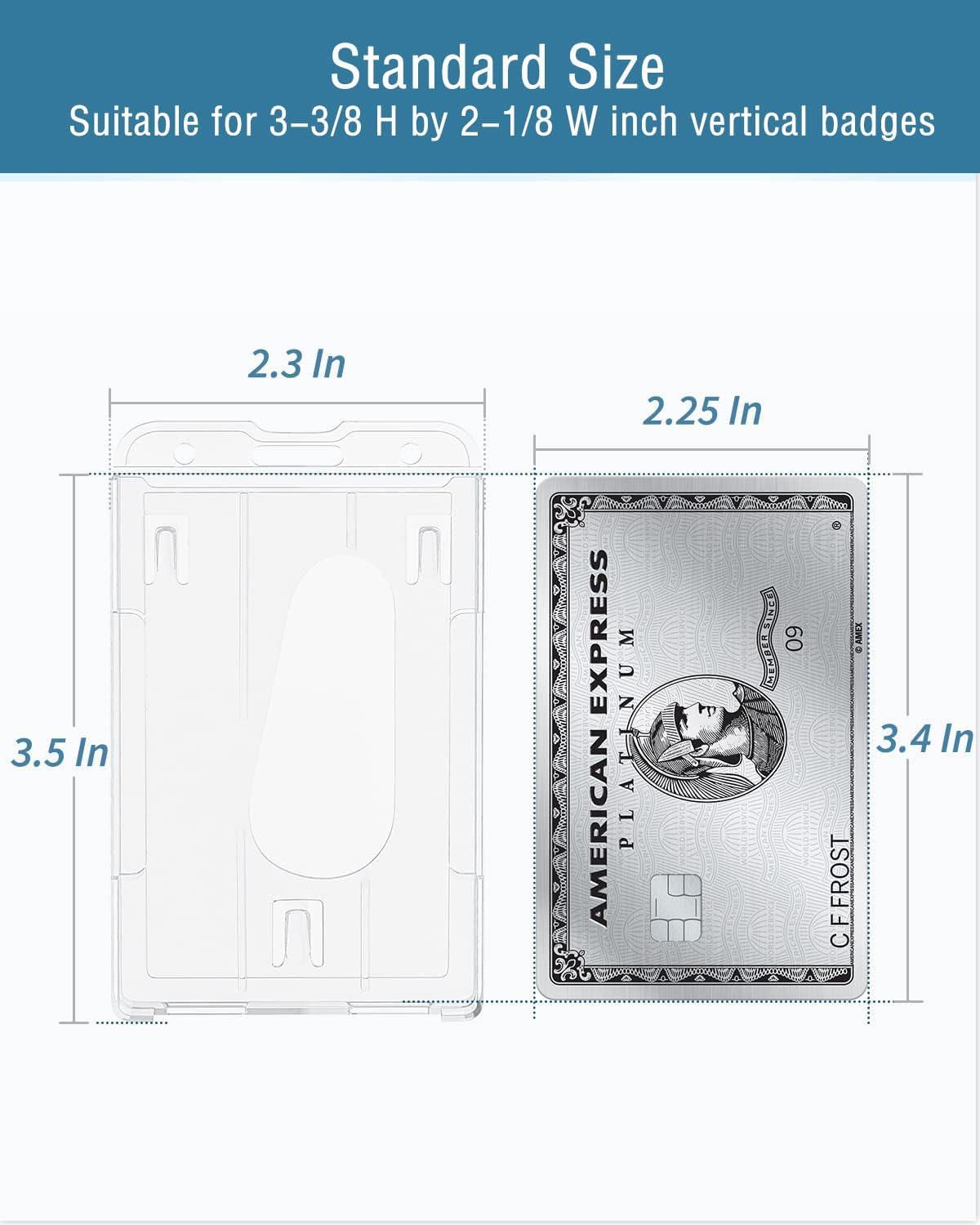 Kvadouly 2 Pack Vertical 2-Card Badge Holder with Thumb Slot - Durable Transparent PC ID Card Protector for Office, School, Licenses, Credit Cards - Includes 2 Lanyards