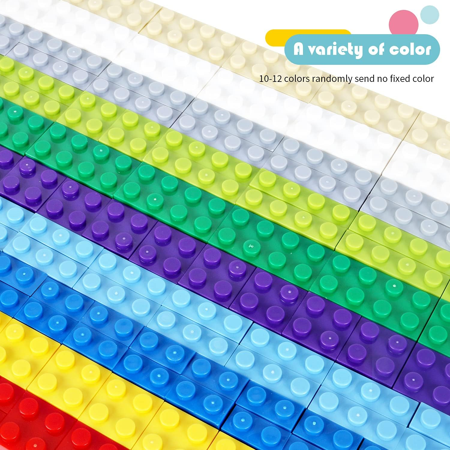 Classic Building Bricks Compatible with All Major Brands, 399 Pieces High Bulk Building Blocks in Random Color, Kids Creative Kit, for above 6 Year Old Boys Girls（ Mixed Shape）