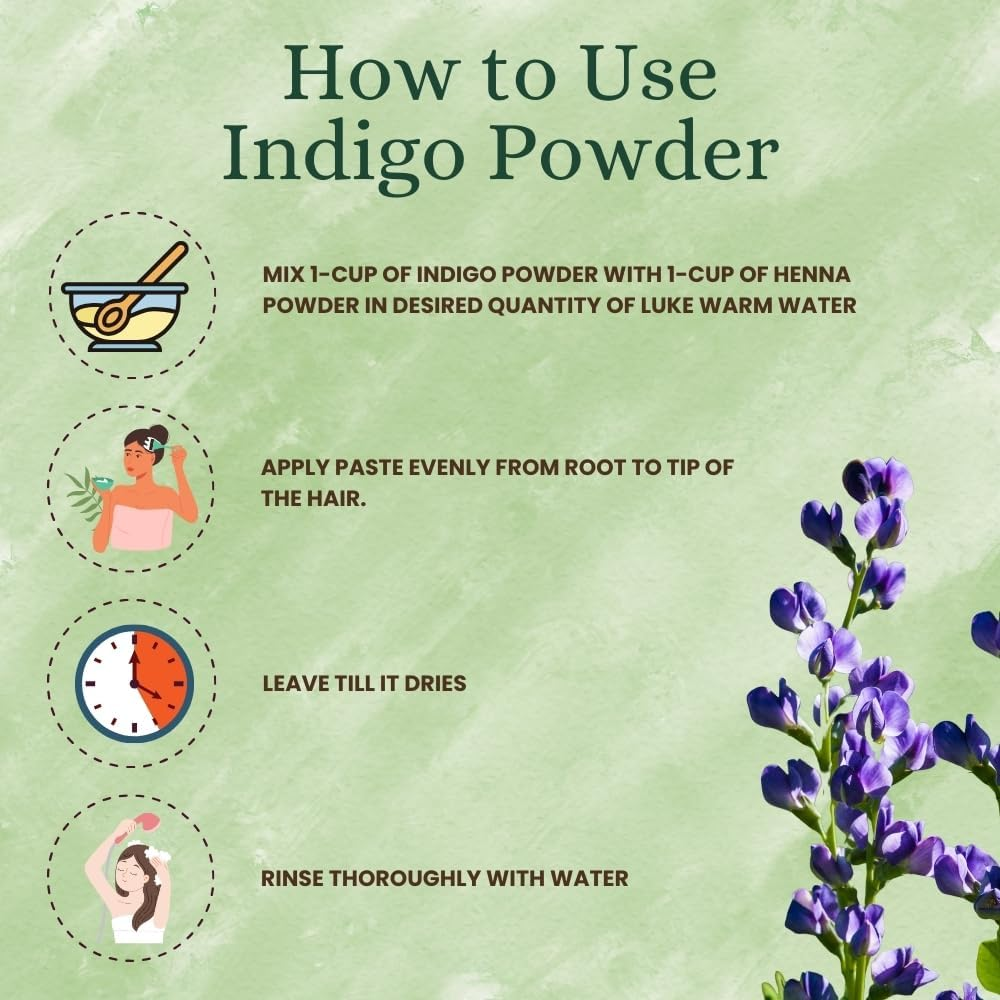 Indigo Powder for Hair Color/Beard Dye by Hebhac Herbs | Natural Indigo Hair Color for Black & Dark Hair | Indigofera Tinctoria | 3.5Oz (100G) Natural Hair Dye Powder image number 3