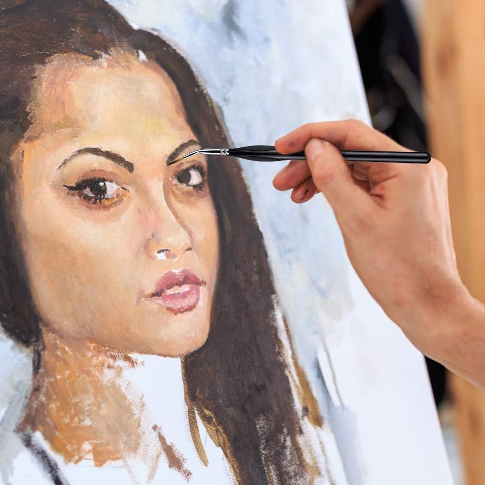 JCBCKJ Drawing Hook Pen Fine Detail Paint Brush Set 11 Pcs, Tiny Professional Micro Miniature Painting Brushes Kit with Ergonomic Handle for Acrylic, Oil, Watercolor, Art, Scale Model, Face image number 5